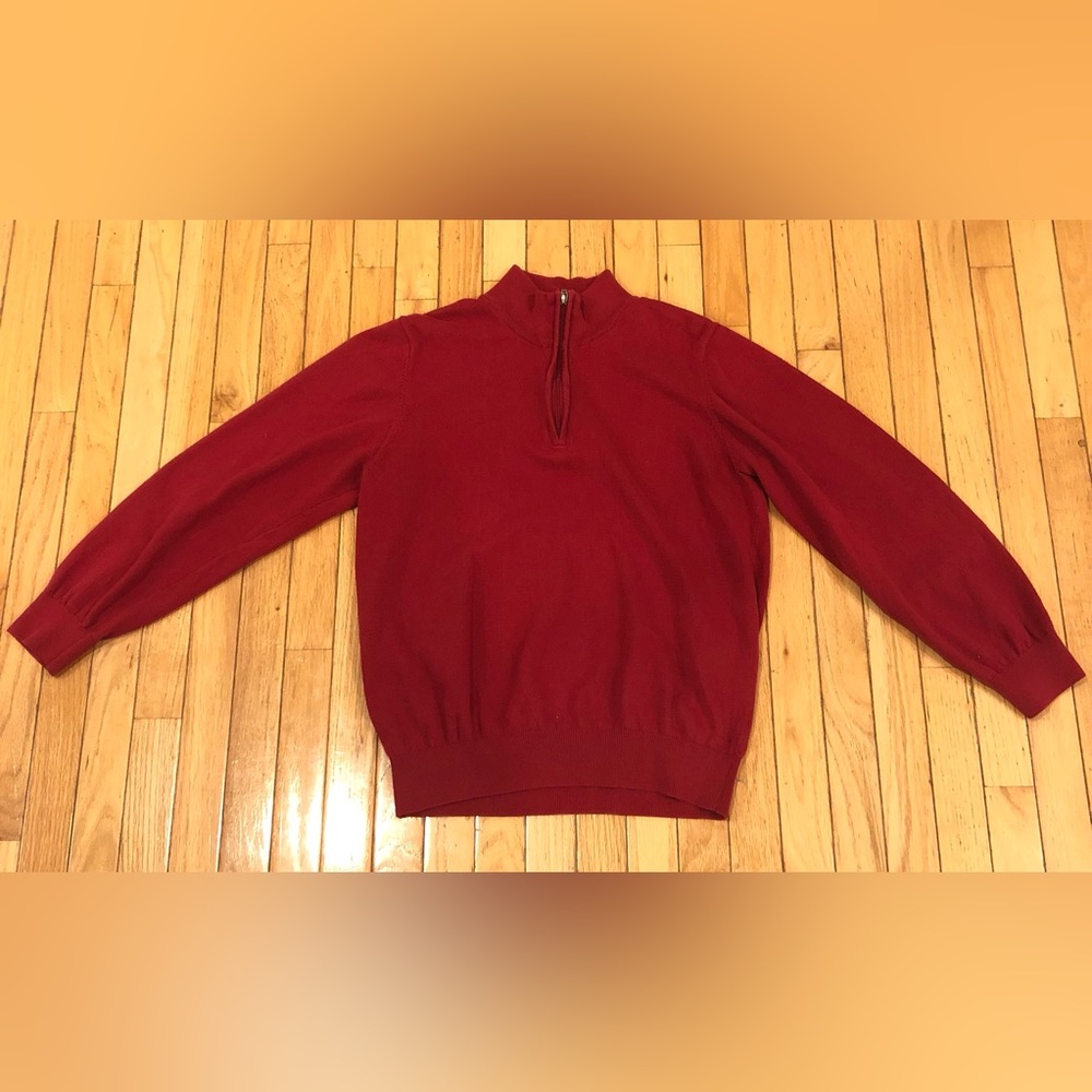 LL Bean Sweater 1/4 Zip Long Sleeve Cotton Cashmere